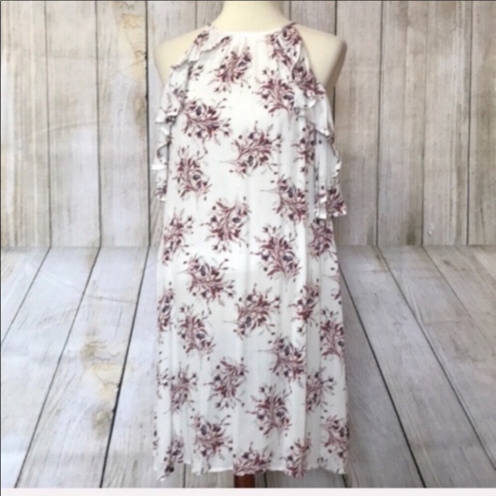 Floral print cold shoulder dress